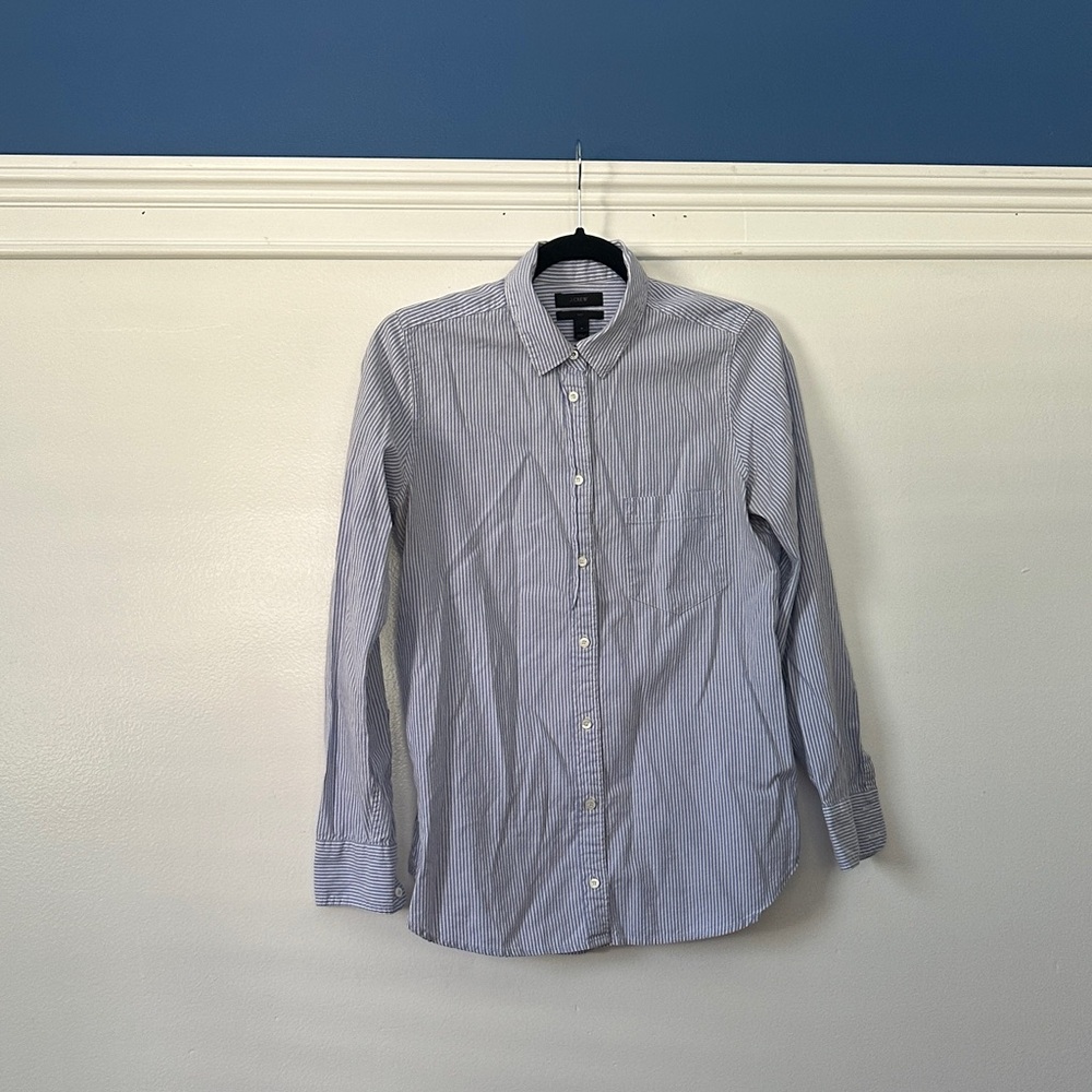 J. Crew Woman’s Light Blue Striped Button Down Shirt